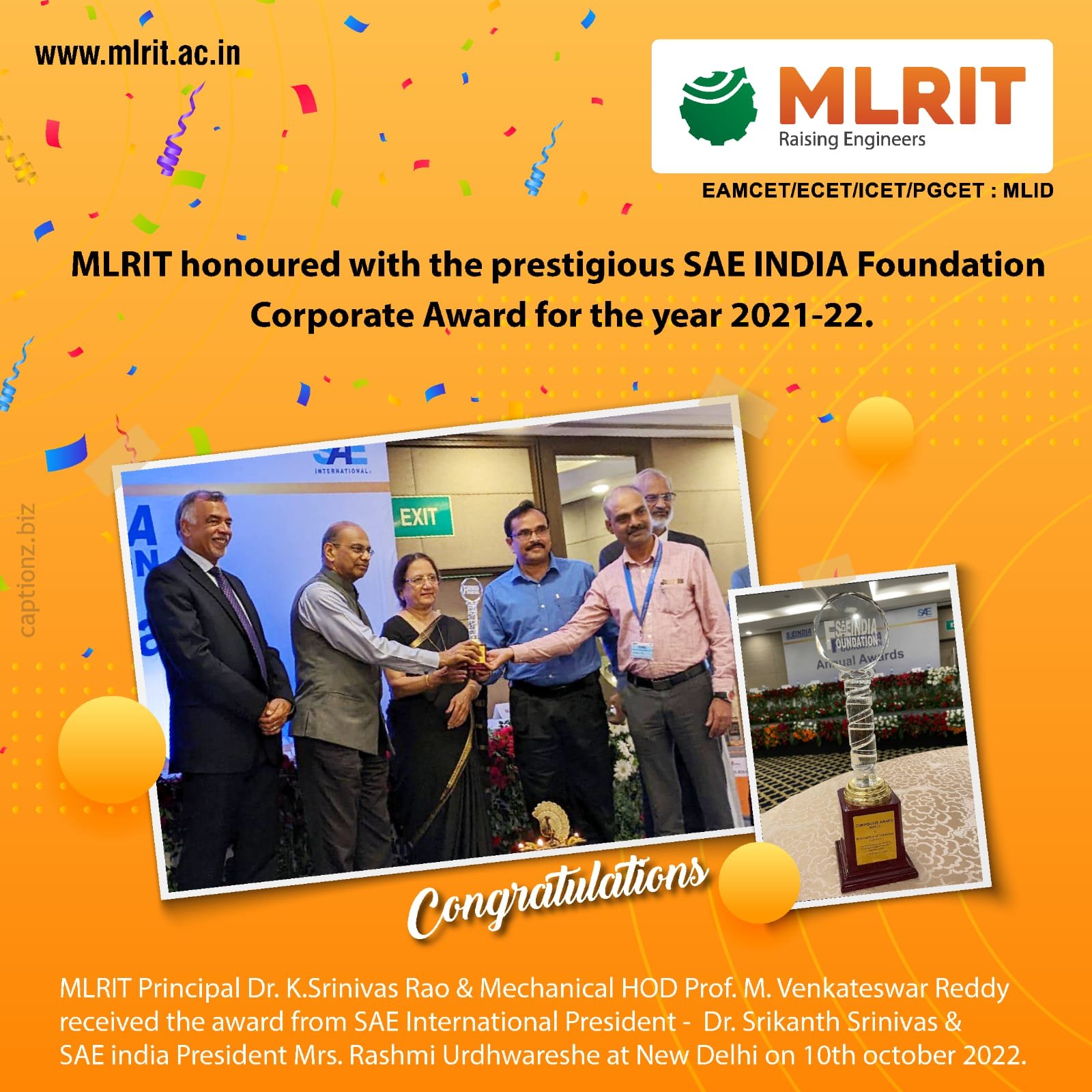 Honoured by SAE INDIA 